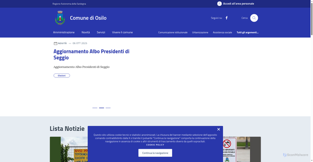 Security scan screenshot of https://www.comune.osilo.ss.it/