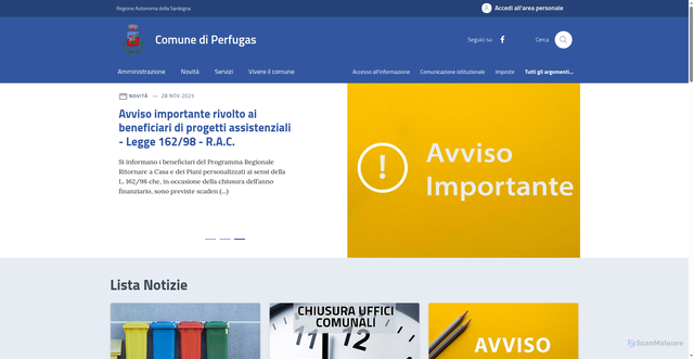 Security scan screenshot of https://comune.perfugas.ss.it
