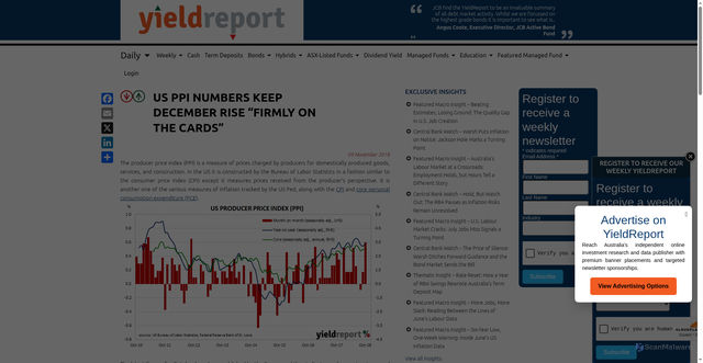 Security scan screenshot of https://yieldreport.com.au/news/us-ppi-numbers-keep-december-rise-firmly-on-the-cards/