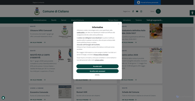 Security scan screenshot of https://www.comune.cisliano.mi.it