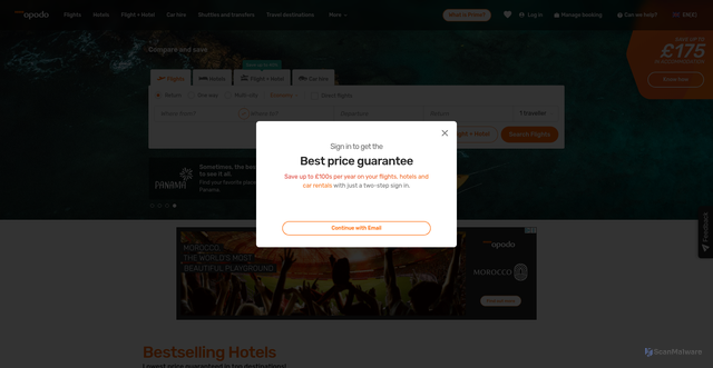 Security scan screenshot of https://www.opodo.co.uk
