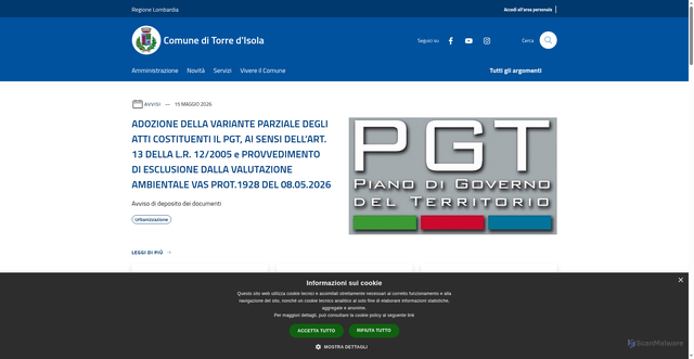 Security scan screenshot of https://www.comune.torredisola.pv.it
