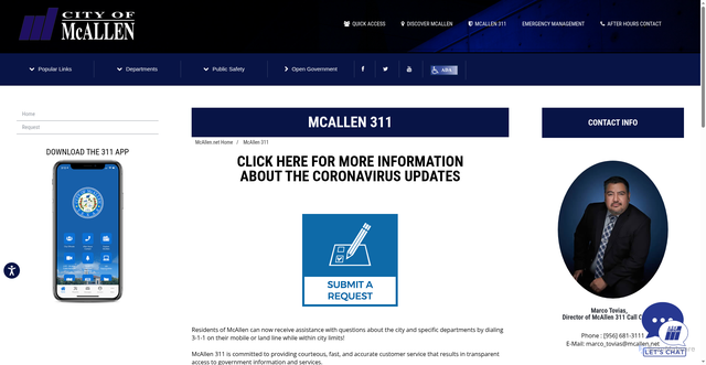 Security scan screenshot of https://www.mcallen.net/departments/311