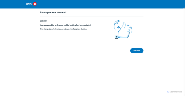 Security scan screenshot of https://www1.bmo.com/banking/digital/login/reset-temporary-password/confirmation