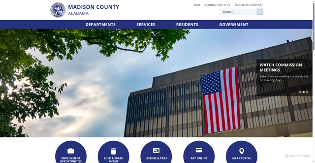 Security scan screenshot of https://www.madisoncountyal.gov/