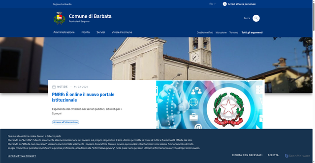 Security scan screenshot of https://www.comune.barbata.bg.it/