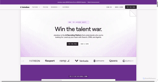 Security scan screenshot of https://juicebox.work