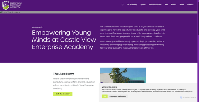 Security scan screenshot of https://castleviewenterpriseacademy.co.uk/