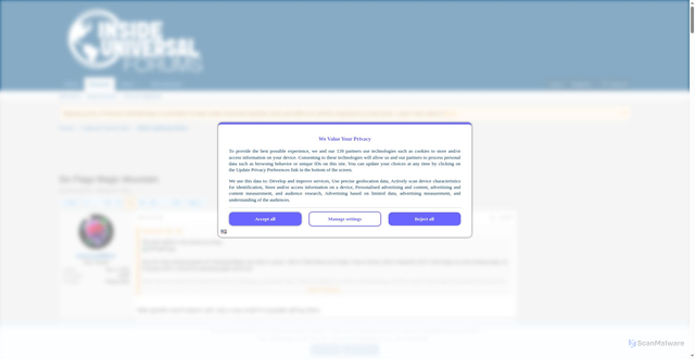 Security scan screenshot of https://forums.insideuniversal.net/threads/six-flags-magic-mountain.11141/page-78