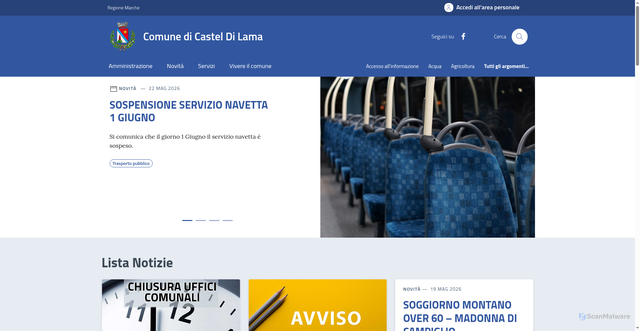 Security scan screenshot of https://www.comune.casteldilama.ap.it