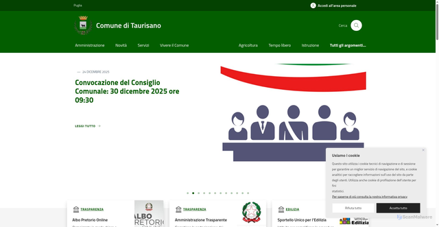 Security scan screenshot of https://www.comune.taurisano.le.it/