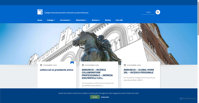 Security scan screenshot of https://www.geometri-piacenza.it/