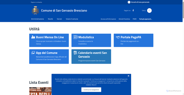 Security scan screenshot of https://www.comune.sangervasiobresciano.bs.it/