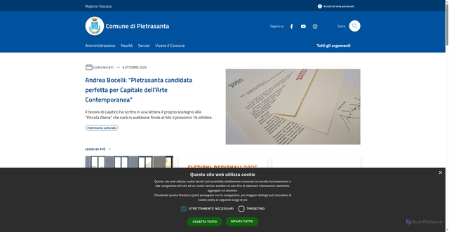 Security scan screenshot of https://www.comune.pietrasanta.lu.it/it