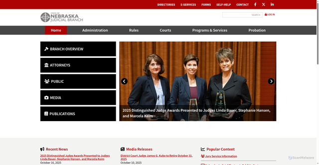Security scan screenshot of https://nebraskajudicial.gov/