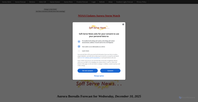 Security scan screenshot of https://cdn.softservenews.com/Aurora.htm