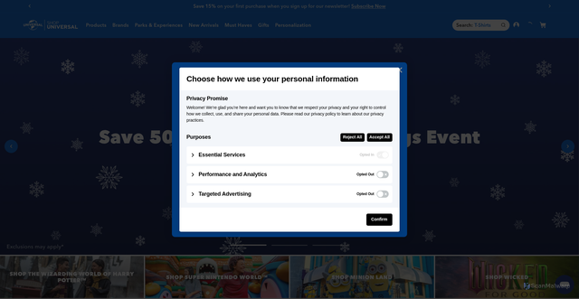 Security scan screenshot of https://shopuniversal.com/?srsltid=AfmBOooR0rToah55b6ejW0sb_M4LP0UeqdLCw7TfV1Ub0Yi2rHbOkwbp