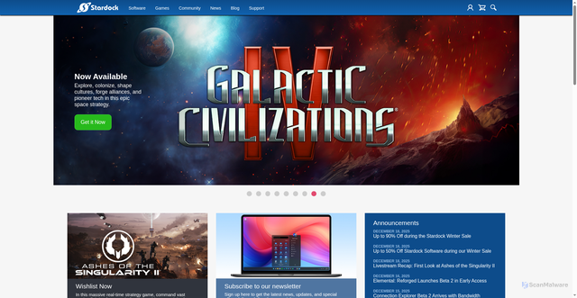 Security scan screenshot of https://www.stardock.com