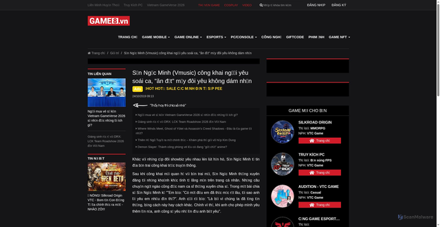 Security scan screenshot of https://game8.vn/giai-tri/son-ngoc-minh-vmusic-cong-khai-nguoi-yeu-soai-ca-an-dut-may-doi-yeu-khong-dam-nhan-94983