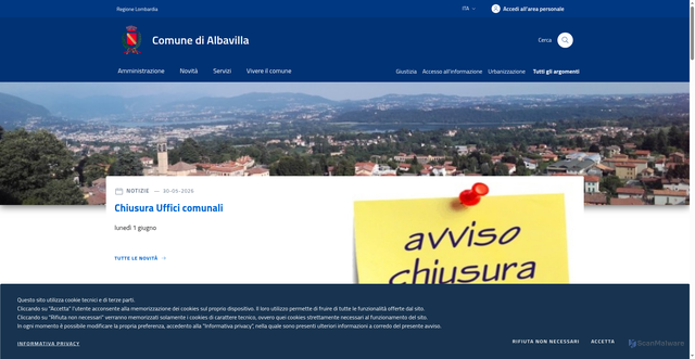 Security scan screenshot of https://www.comune.albavilla.co.it