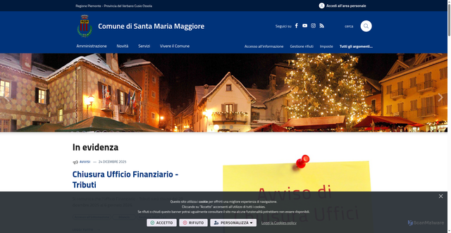 Security scan screenshot of https://www.comune.santamariamaggiore.vb.it/it-it/home