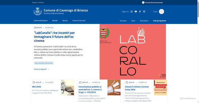 Security scan screenshot of https://www.comune.cavenagobrianza.mb.it