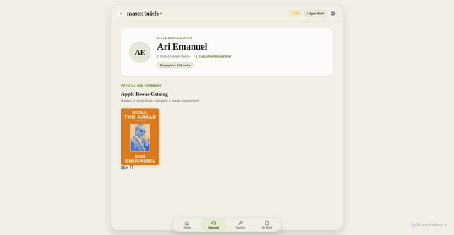Security scan screenshot of https://www.masterbriefs.com/author/ari-emanuel