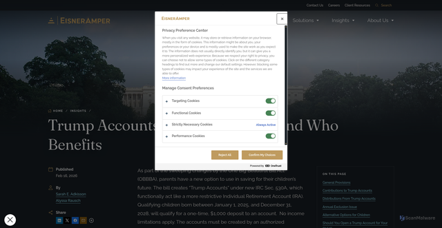 Security scan screenshot of https://www.eisneramper.com/insights/tax/trump-accounts-benefits-0226/