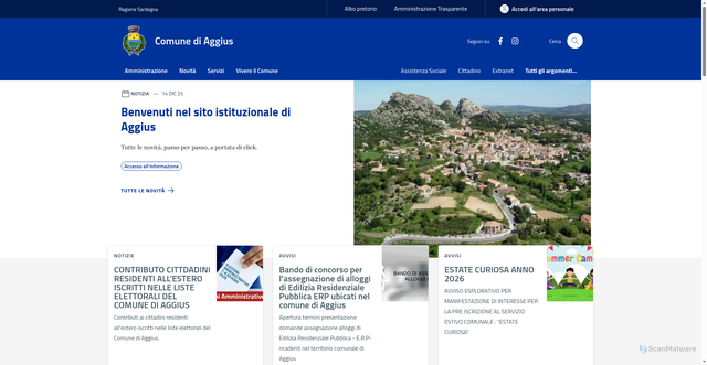 Security scan screenshot of https://www.comuneaggius.it