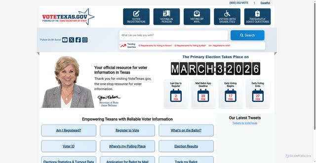 Security scan screenshot of https://www.votetexas.gov/