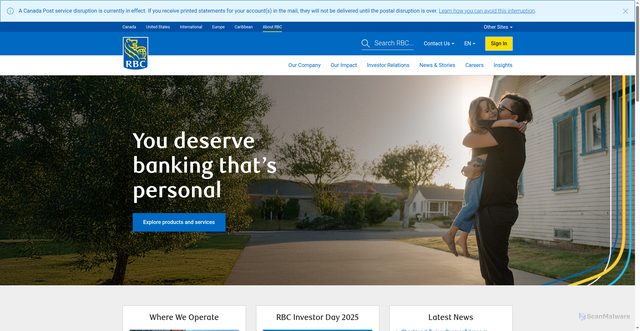 Security scan screenshot of https://www.rbc.com/about-rbc.html