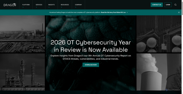 Security scan screenshot of https://dragos.com
