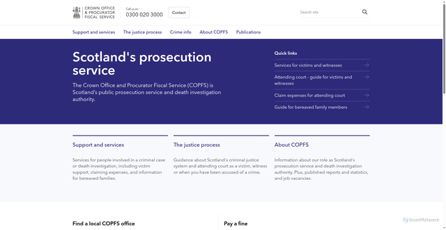 Security scan screenshot of https://www.copfs.gov.uk/
