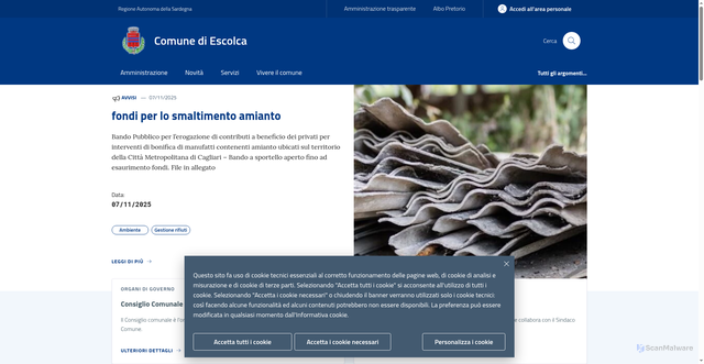 Security scan screenshot of https://www.comune.escolca.ca.it/