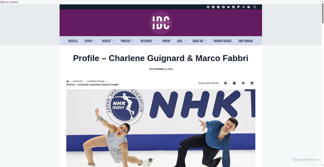 Security scan screenshot of https://www.ice-dance.com/site/charlene-guignard-a-marco-fabbri/