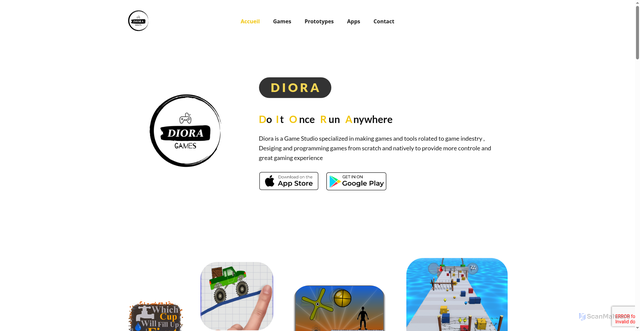 Security scan screenshot of https://dioragames.firebaseapp.com/