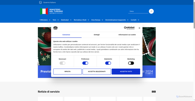 Security scan screenshot of https://www.ministeroturismo.gov.it/
