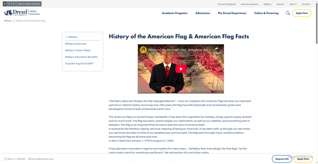 Security scan screenshot of https://www.online.drexel.edu/flag-history.aspx