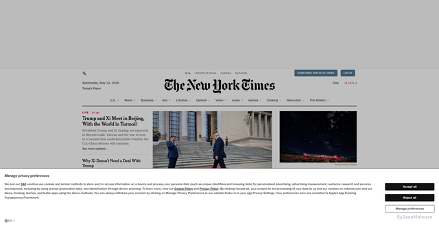 Security scan screenshot of https://www.nytimes.com/