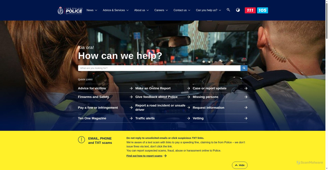Security scan screenshot of https://www.police.govt.nz/