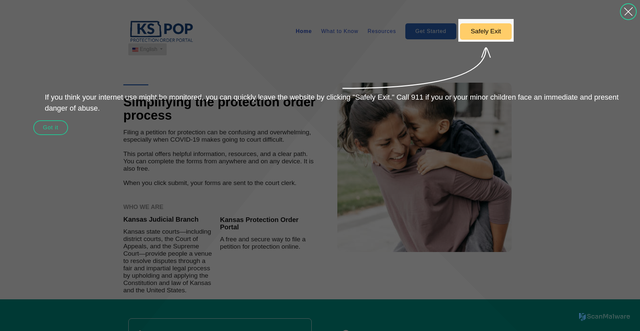 Security scan screenshot of https://kspop.gov/index.php/en/