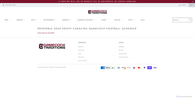 Security scan screenshot of https://gamecocktraditions.com/pages/printable-2024-south-carolina-gamecock-football-schedule