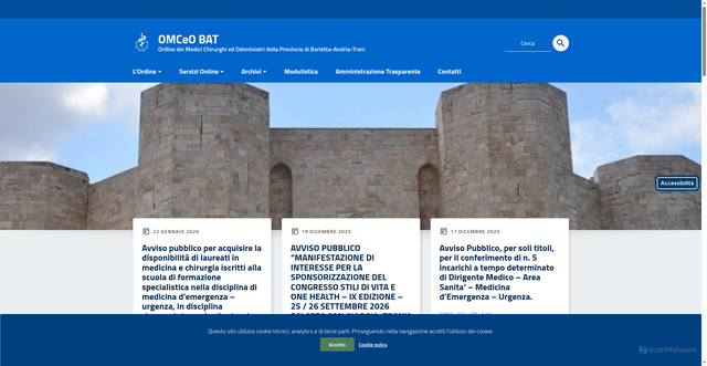 Security scan screenshot of https://www.omceobat.it/