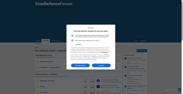 Security scan screenshot of https://sinodefenceforum.com