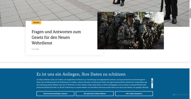 Security scan screenshot of https://www.bmvg.de/de