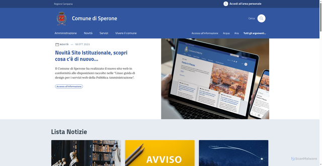Security scan screenshot of https://comune.sperone.av.it/