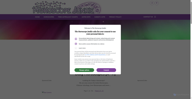 Security scan screenshot of https://thehoroscopejunkie.ca/daily_horoscopes.html