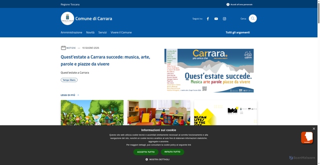 Security scan screenshot of https://web.comune.carrara.ms.it