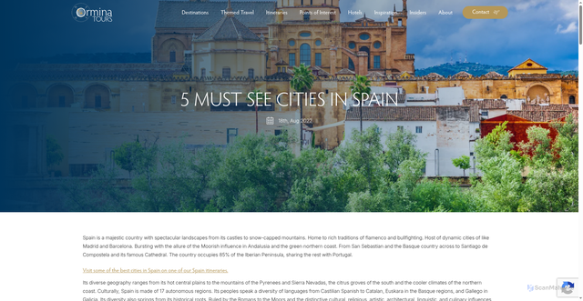 Security scan screenshot of https://www.orminatours.com/blog/5-must-see-cities-spain/