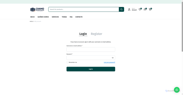 Security scan screenshot of https://chamoremolques.com/my-account-2/